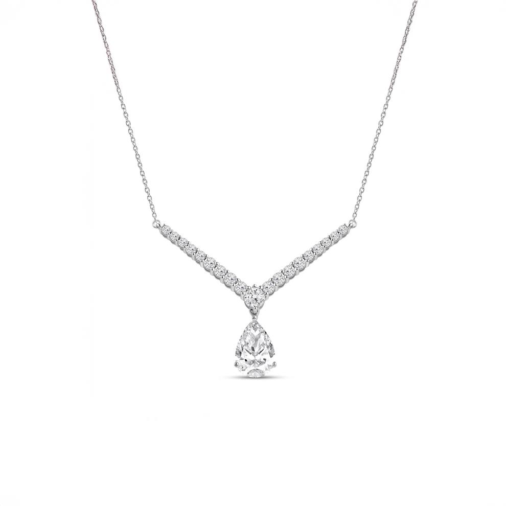 Lab Grown Diamond V-Shape Drop Necklace in 14K White Gold (2 ct. tw.) – Image 1 of 3