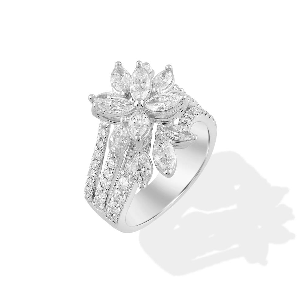 Lab Grown Diamond Marquise Floral Center Engagement Ring in 10K White Gold (2 1/4 ct. tw.) – Image 4 of 4
