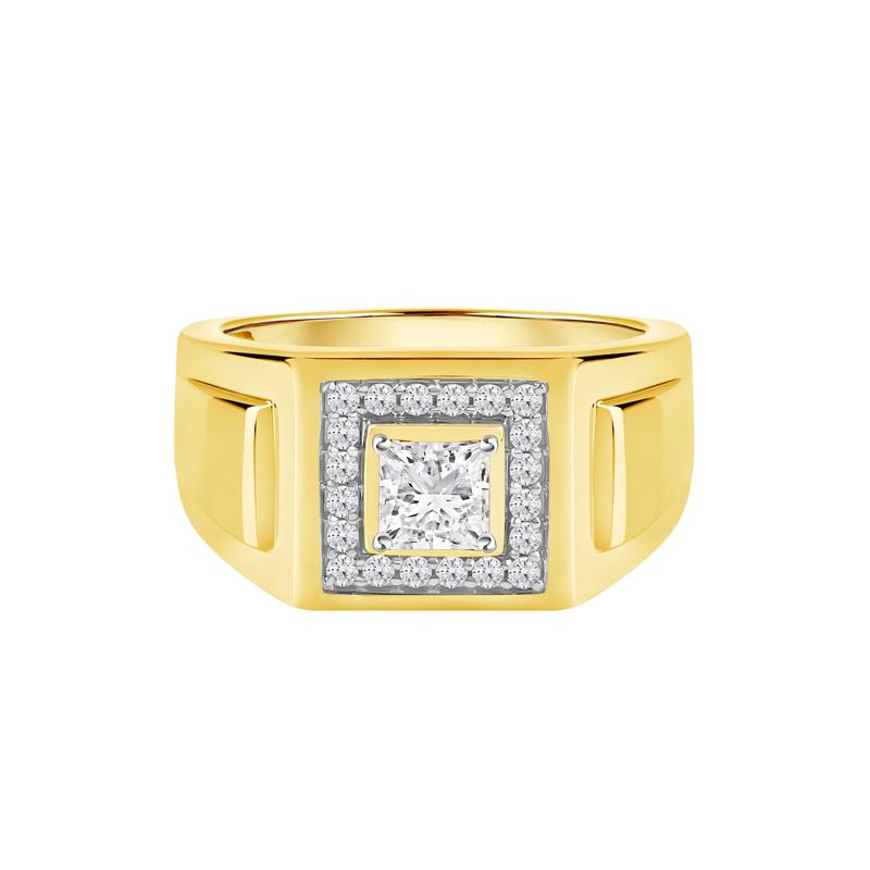 Men&#39;s Princess-Cut Lab Grown Diamond Ring in 10K Yellow Gold &#40;3/4 ct. tw.&#41; – Image 1 of 4