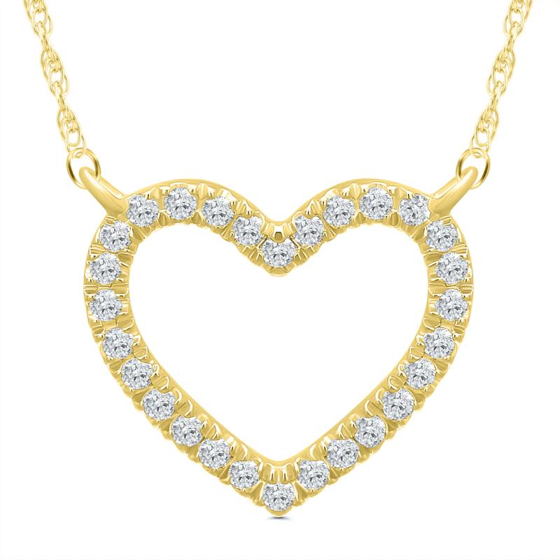 Diamond Heart Pendant in 10K Yellow Gold &#40;1/10 ct. tw.&#41; – Image 1 of 3