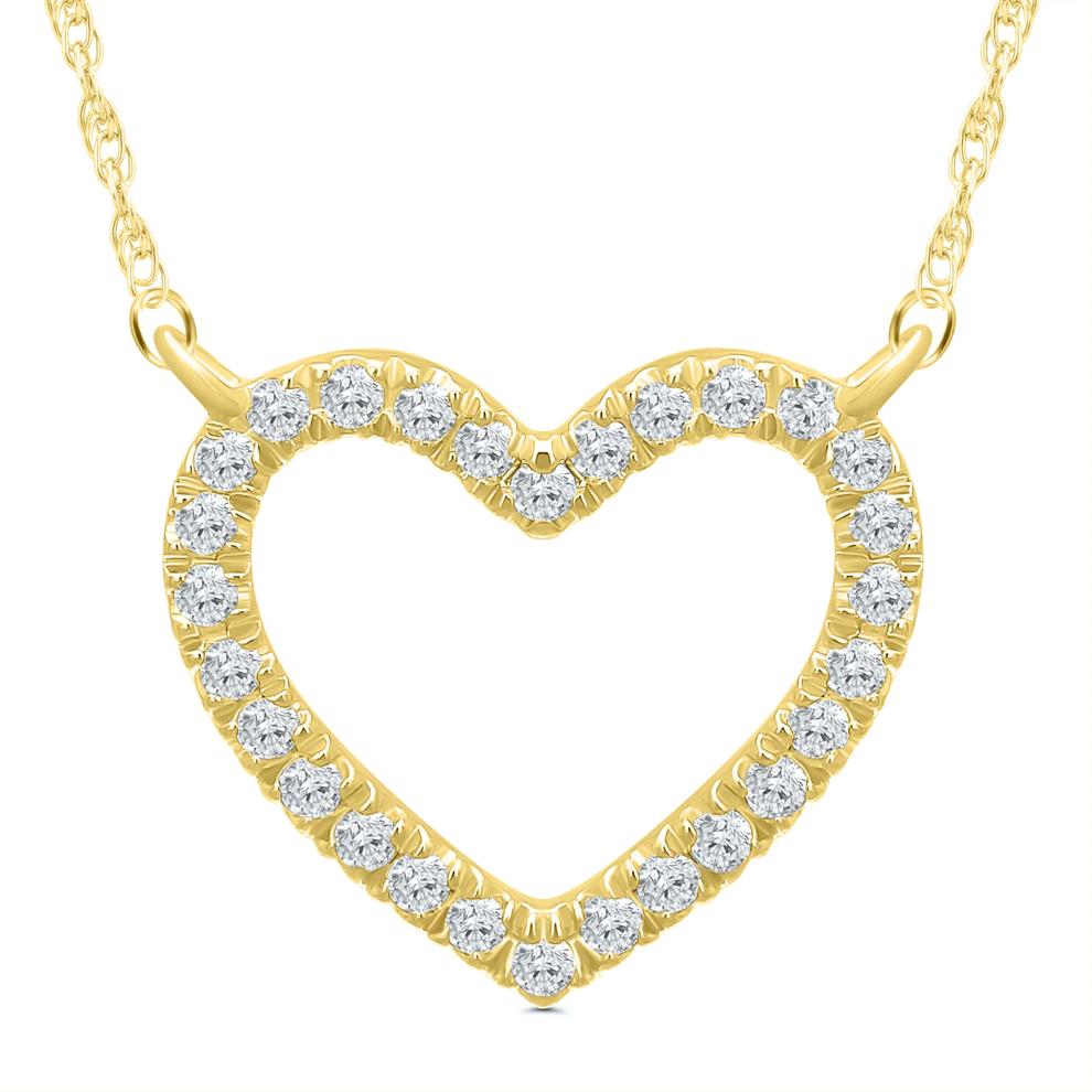 Diamond Heart Pendant in 10K Yellow Gold (1/10 ct. tw.) – Image 1 of 3