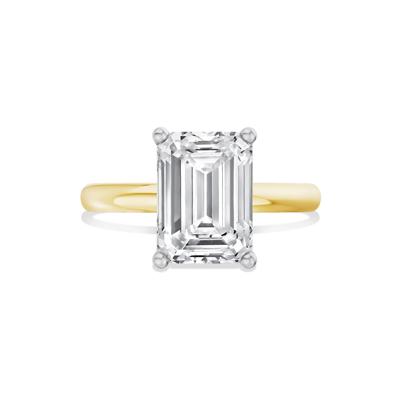 Lab Grown Diamond Emerald-Cut Solitaire Ring in 14K Yellow & White Gold (4 ct.)