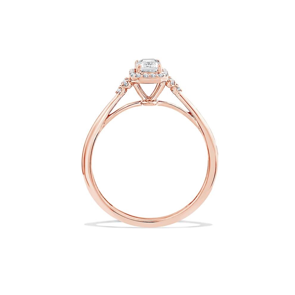 Lab Grown Diamond Emerald Center Halo Promise Ring in 10K Rose Gold (1/2 ct. tw.) – Image 2 of 4