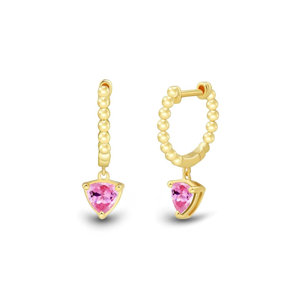 Lab-Created Pink Sapphire Beaded Hoops in Vermeil – Image 1 of 1