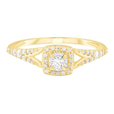 Round Diamond Halo Promise Ring in 10K Yellow Gold (1/4 ct. tw.)