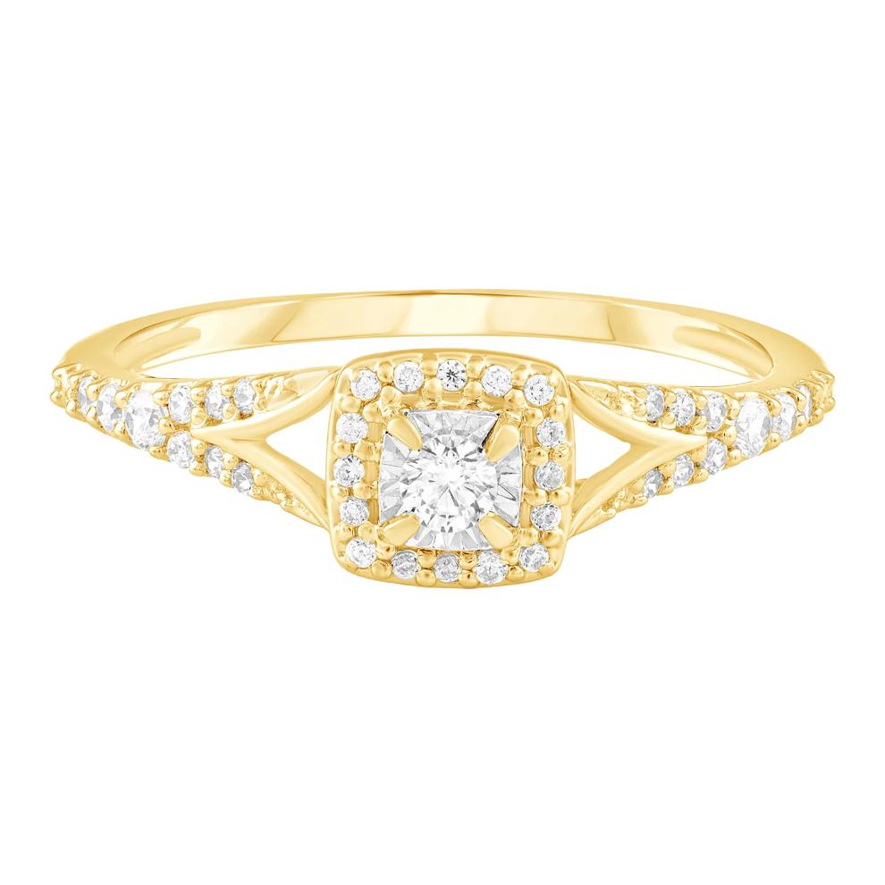 Round Diamond Halo Promise Ring in 10K Yellow Gold (1/4 ct. tw.) – Image 1 of 3