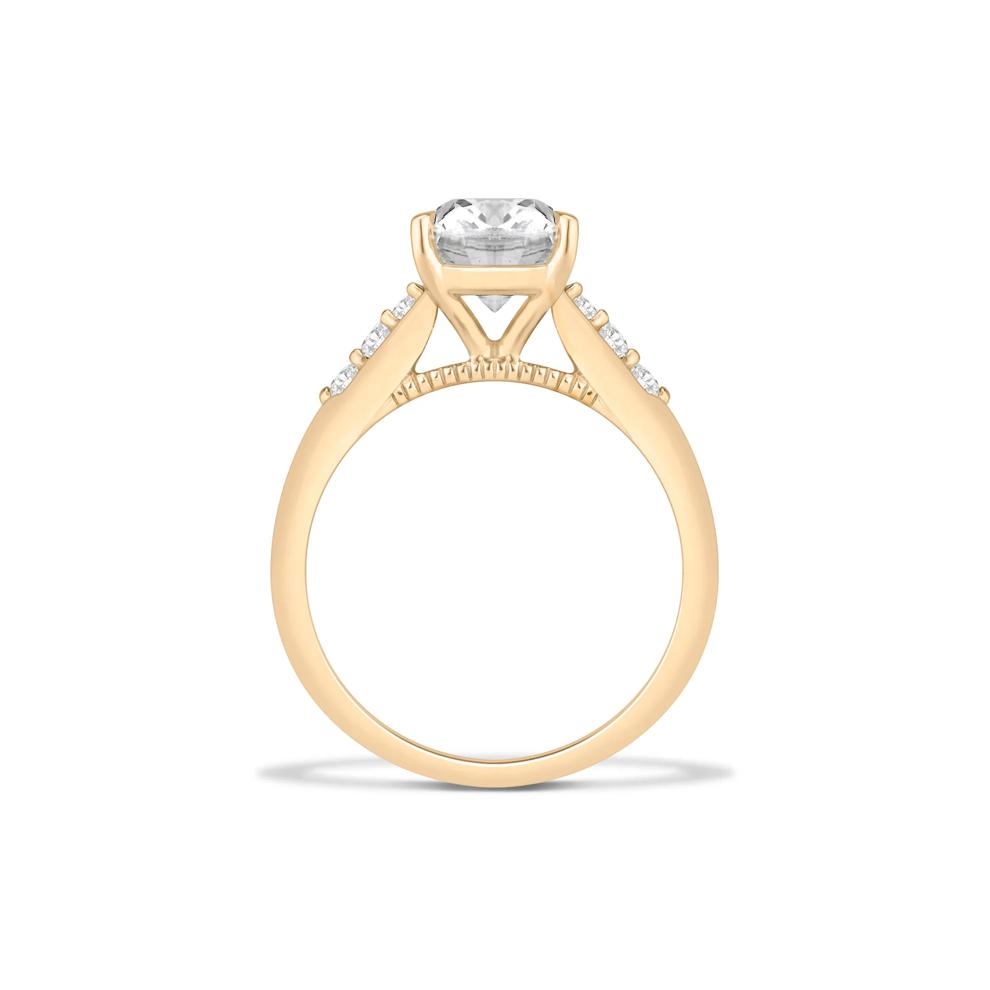 Lab Grown Diamond Elongated Cushion Center Engagement Ring in 14K Yellow Gold (3 1/4 ct. tw.) – Image 2 of 4