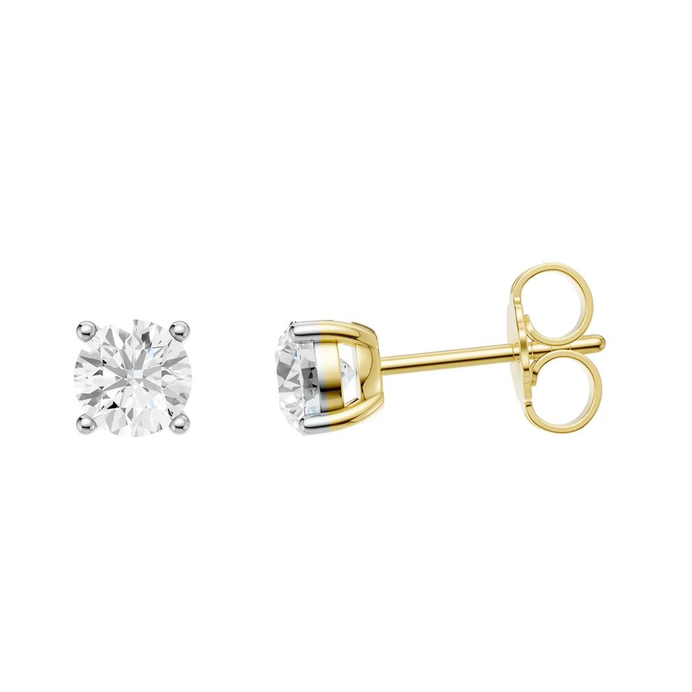 Lab Grown Diamond Round Solitaire Stud Earrings in 10K Yellow Gold (3/4 ct. tw.) – Image 2 of 2