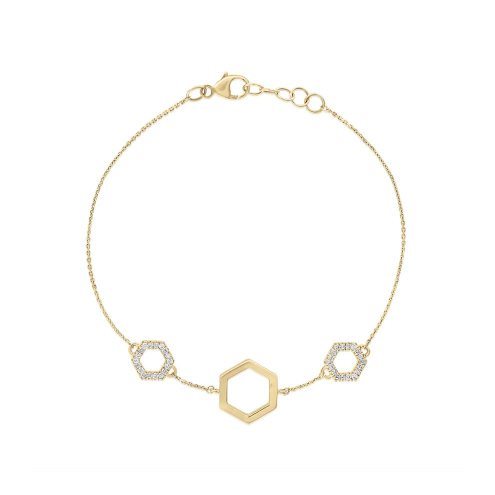 Diamond Hexagon Bracelet in 10K Yellow Gold (1/5 ct. tw.) – Image 1 of 1