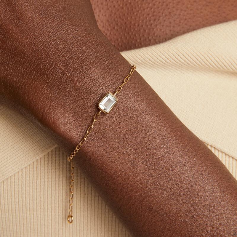 Emerald-Cut Green Amethyst Bracelet in Vermeil – Image 3 of 4