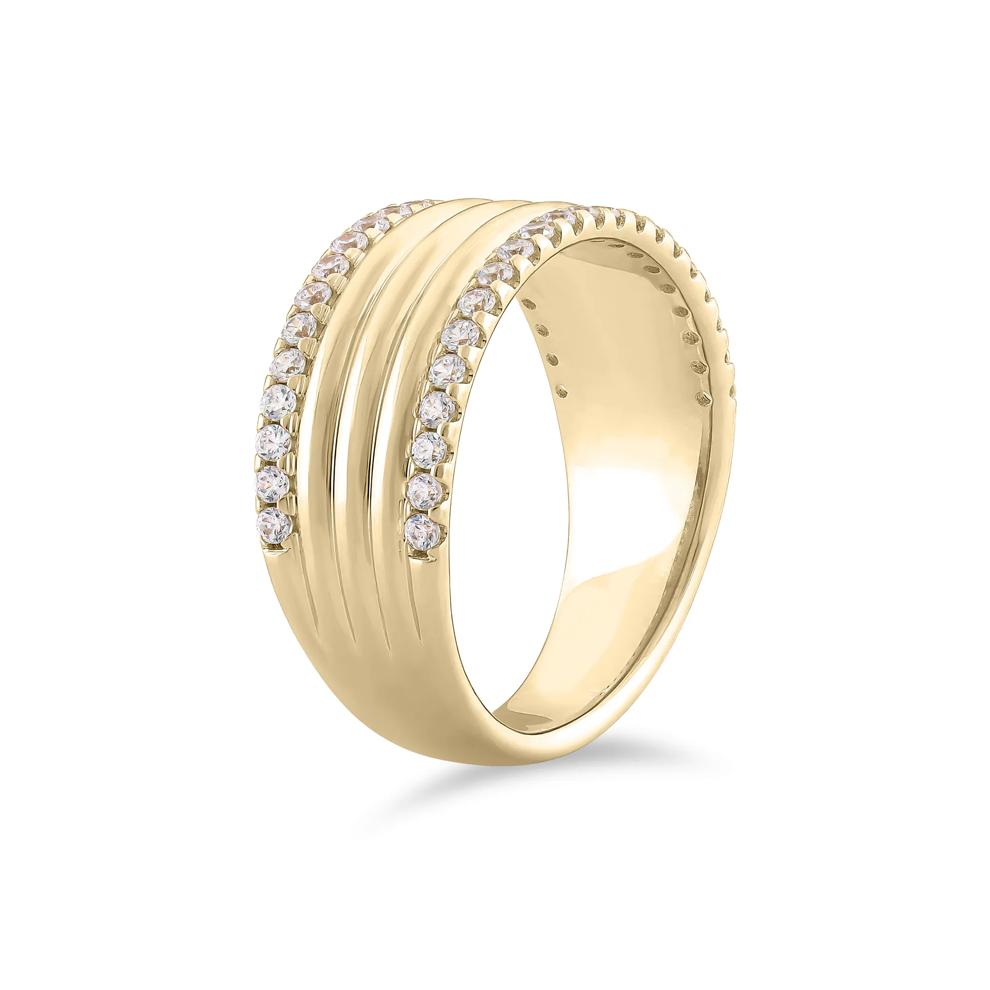 Lab Grown Diamonds Ribbed Multi-Row Band in 10K Yellow Gold (3/8 ct. tw.) – Image 3 of 4