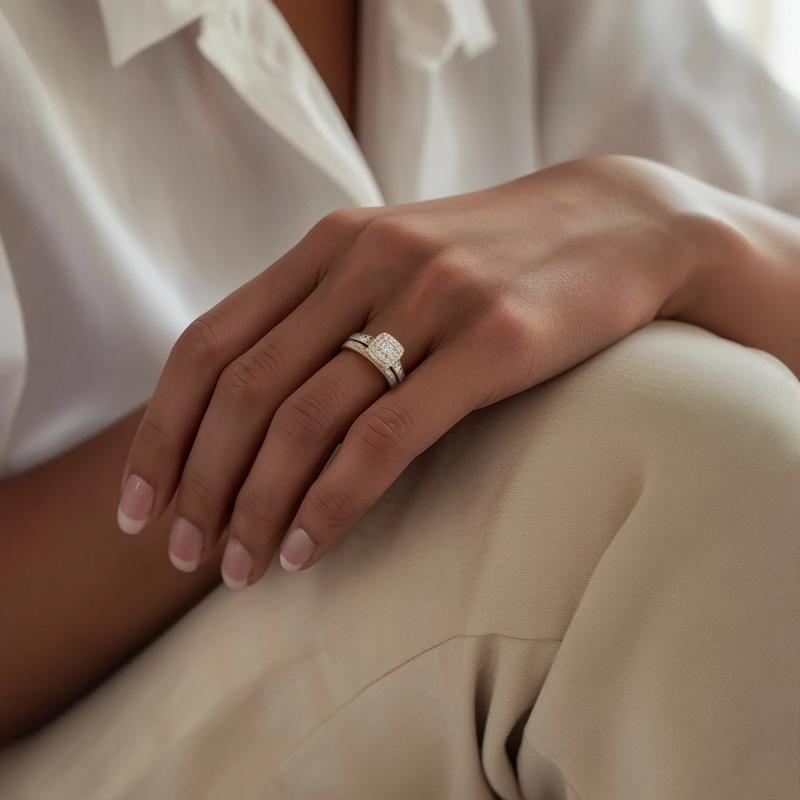 Princess-Cut Diamond Halo Engagement Set in 14K Yellow Gold &#40;1 1/4 ct. tw.&#41; – Image 7 of 7