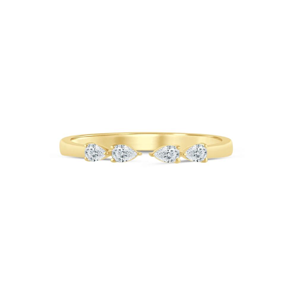 Pear-Shaped Lab Grown Diamond Open Anniversary Band in 14K Yellow Gold (1/7 ct. tw.) – Image 1 of 3