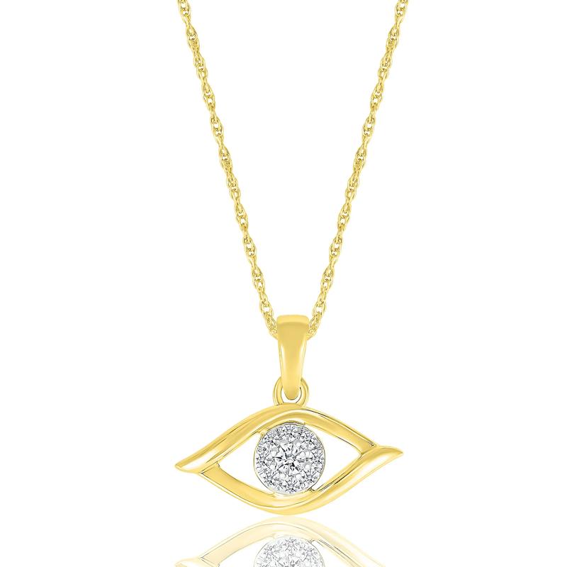 Evil Eye Diamond Pendant in 10K Yellow Gold (1/10 ct. tw.) – Image 1 of 3