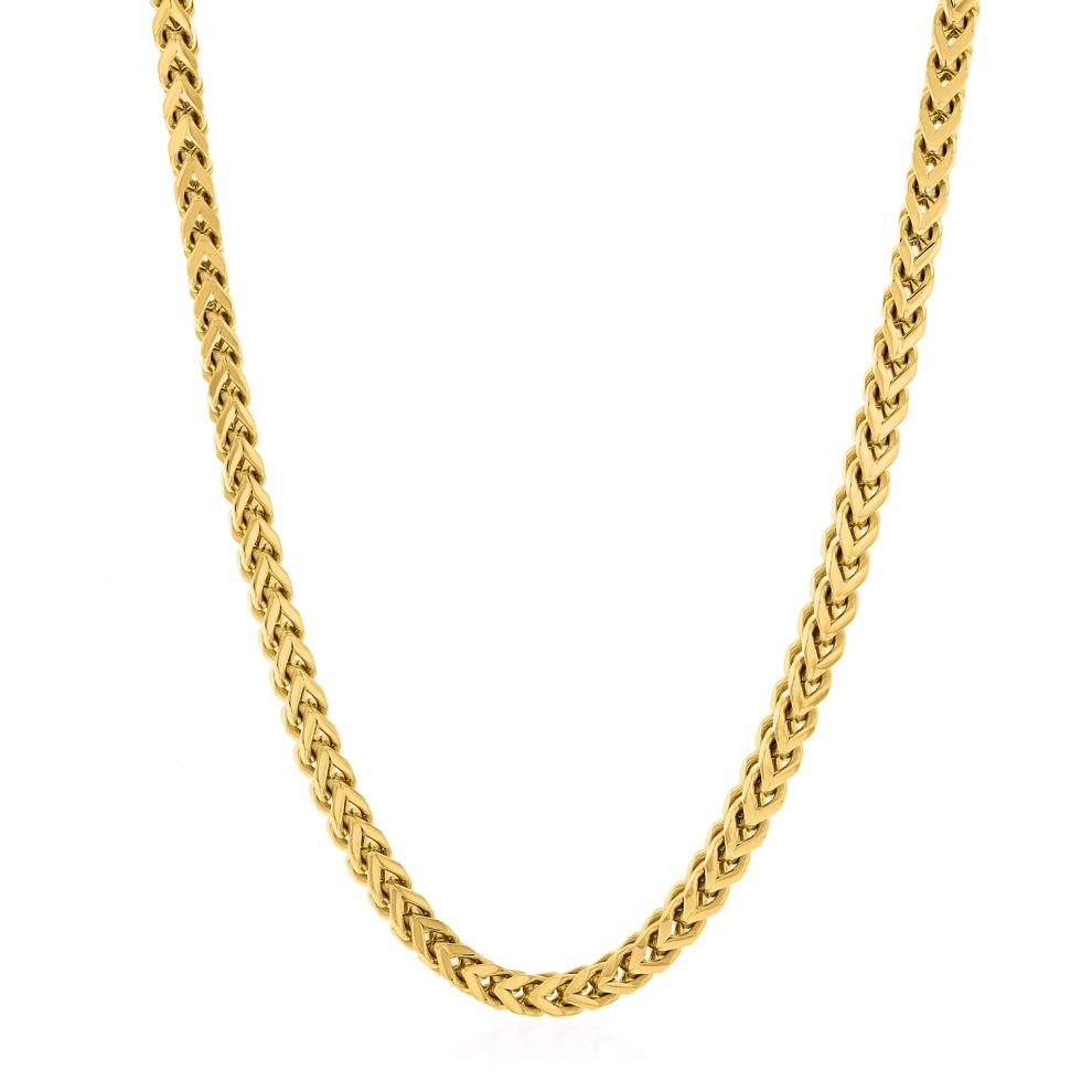 Franco Link Chain Necklace in Yellow Ion-Plated Yellow Stainless Steel, 3.2MM, 24" – Image 1 of 3