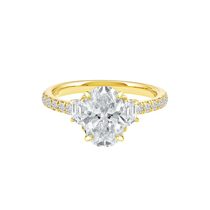 Khai Lab Grown Diamond Oval Engagement Ring in 14K Yellow Gold &#40;2 3/4 ct. tw.&#41; – Image 1 of 5