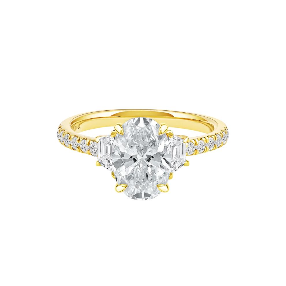 Khai Lab Grown Diamond Oval Engagement Ring in 14K Yellow Gold (2 3/4 ct. tw.) – Image 1 of 5