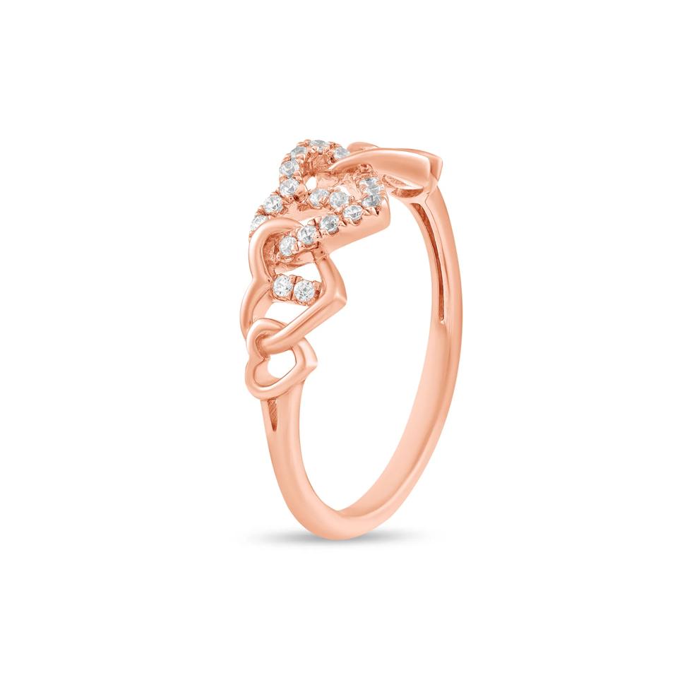 Diamond Linked Heart Ring in 10K Rose Gold (1/8 ct. tw.) – Image 4 of 4