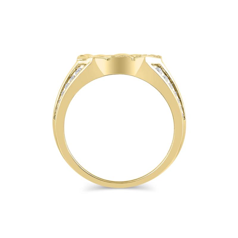 Men&#39;s Gold Nugget Diamond Ring in 10K Yellow Gold &#40;1/4 ct. tw.&#41; – Image 2 of 3