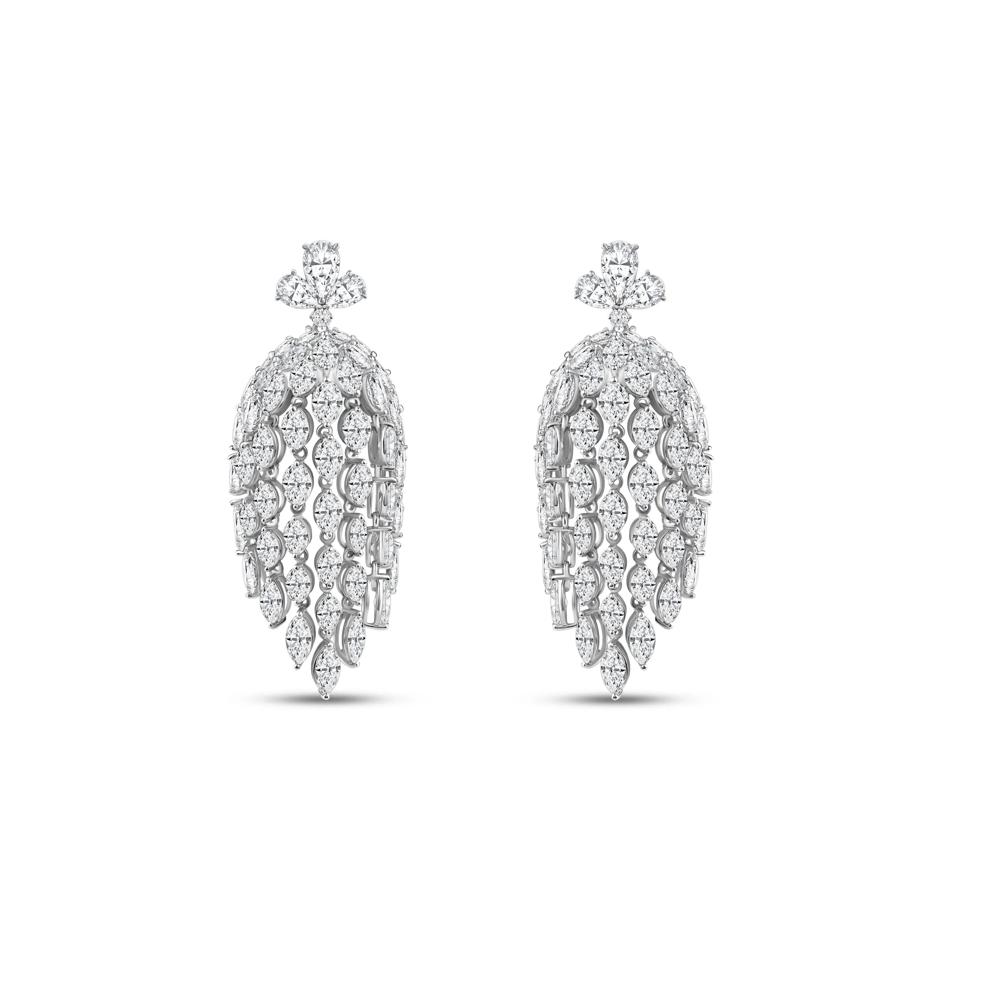 Lab Grown Diamond Mixed-Cut Chandelier Earrings in 14K White Gold (20 ct. tw.) – Image 1 of 3