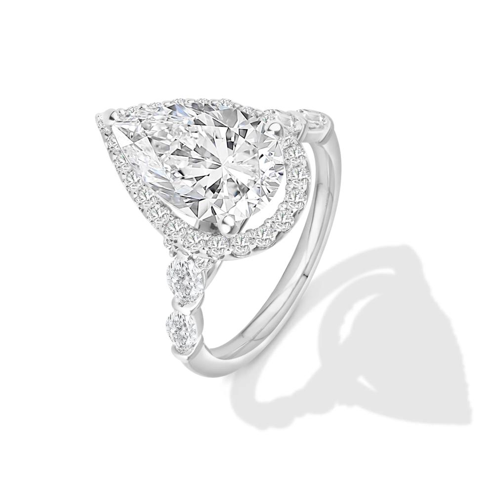 Lab Grown Diamond Pear-Shaped Center Halo Engagement Ring in 10K White Gold (4 ct. tw.) – Image 4 of 4