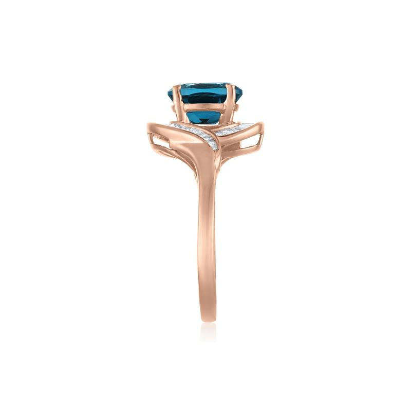Blue Topaz and Diamond Halo Ring in 14K Rose Gold &#40;1/4 ct. tw.&#41; – Image 3 of 3