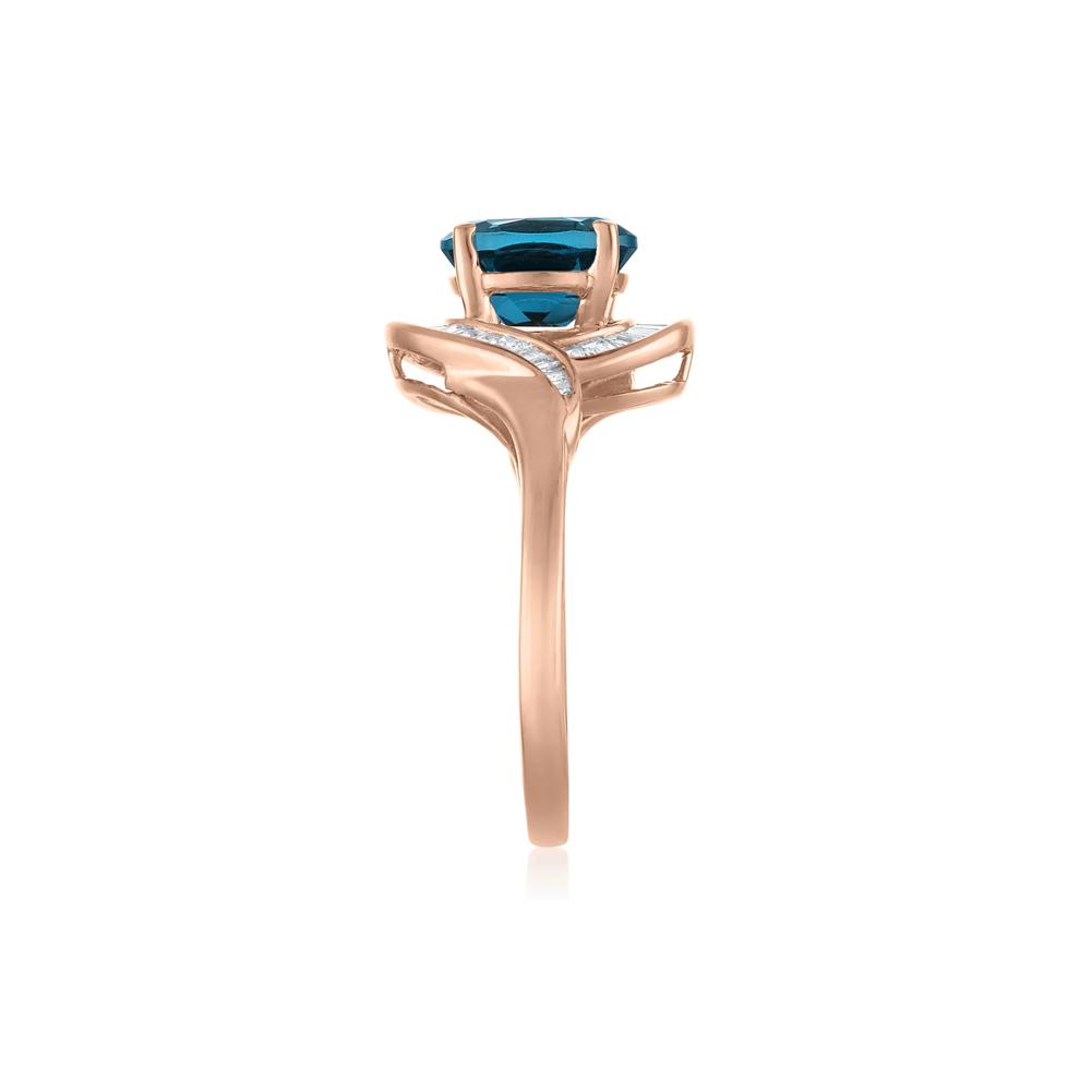 Blue Topaz and Diamond Halo Ring in 14K Rose Gold (1/4 ct. tw.) – Image 3 of 3
