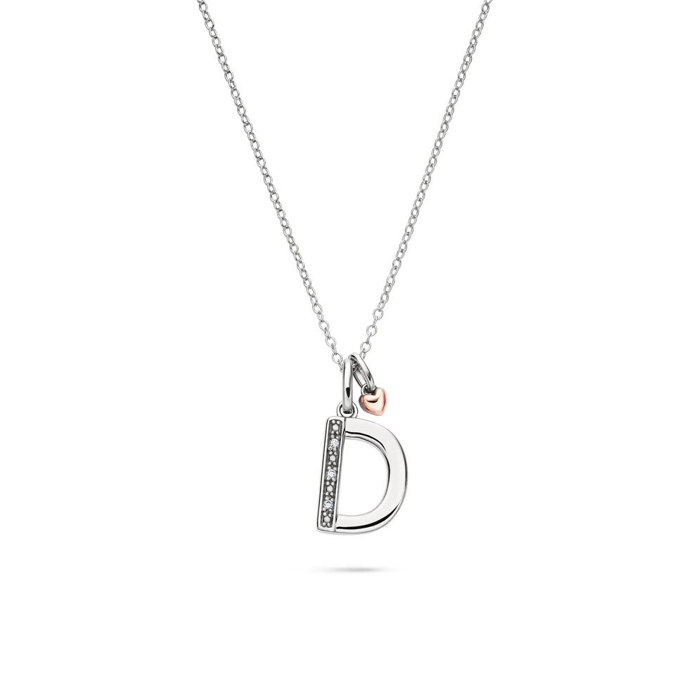 Lab Grown Diamond Accent Initial D Pendant in Sterling Silver &amp; 10K Rose Gold – Image 1 of 5