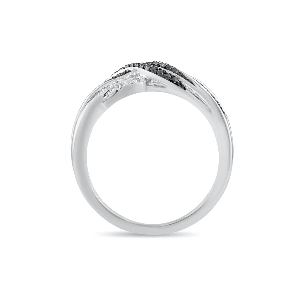 Black &amp; White Diamond Twisted Band in Sterling Silver (1/5 ct. tw.) – Image 2 of 4