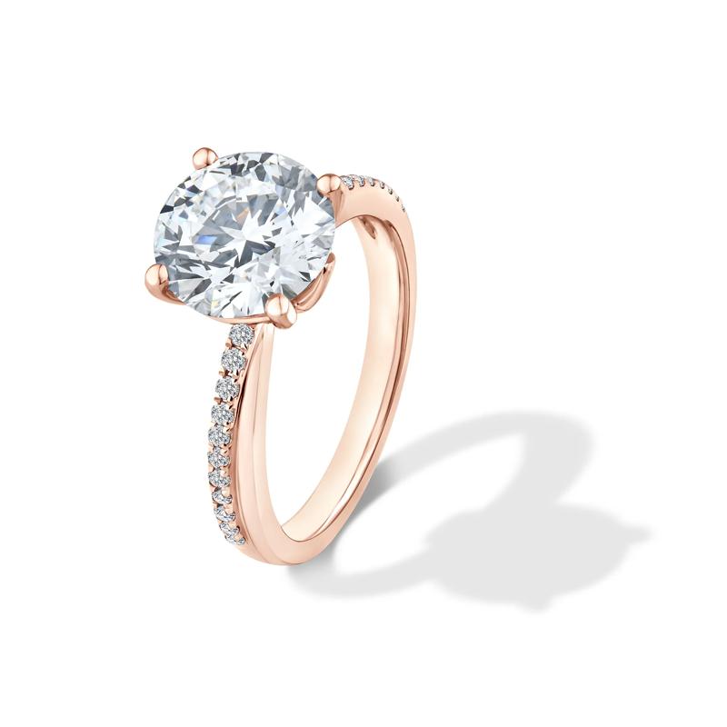 Lab Grown Diamond Round Engagement Ring in 18K Rose Gold &#40;3 1/5 ct. tw.&#41; – Image 4 of 4