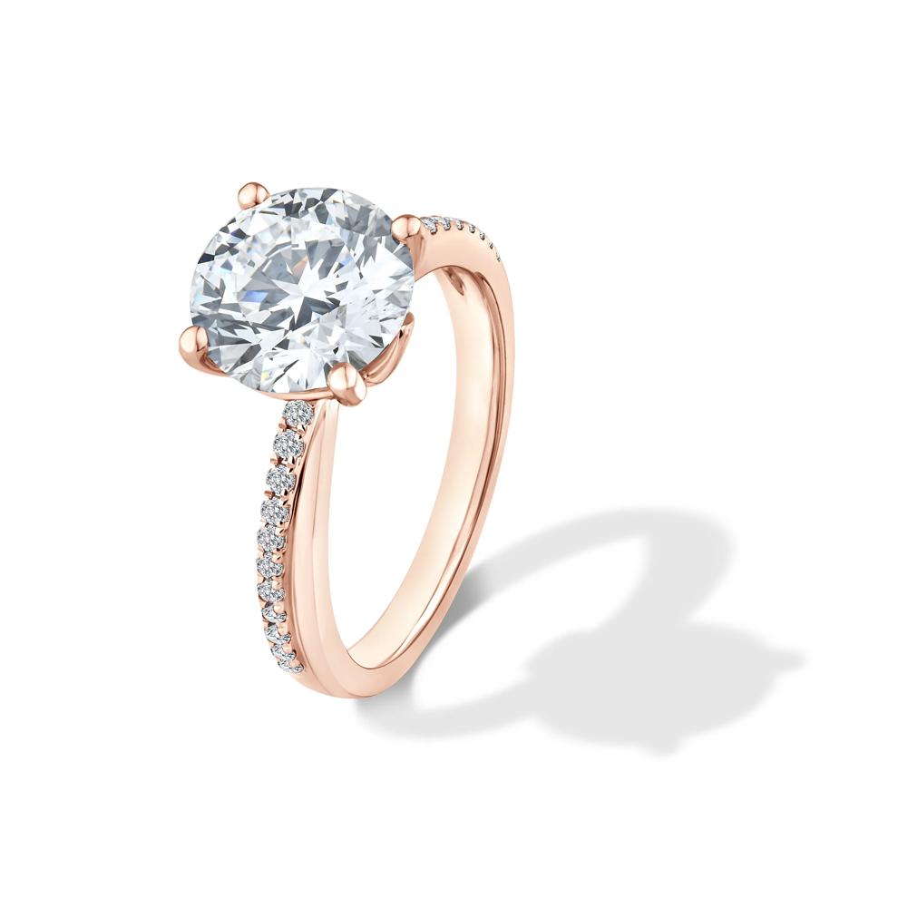 Lab Grown Diamond Round Engagement Ring in 18K Rose Gold (3 1/5 ct. tw.) – Image 4 of 4