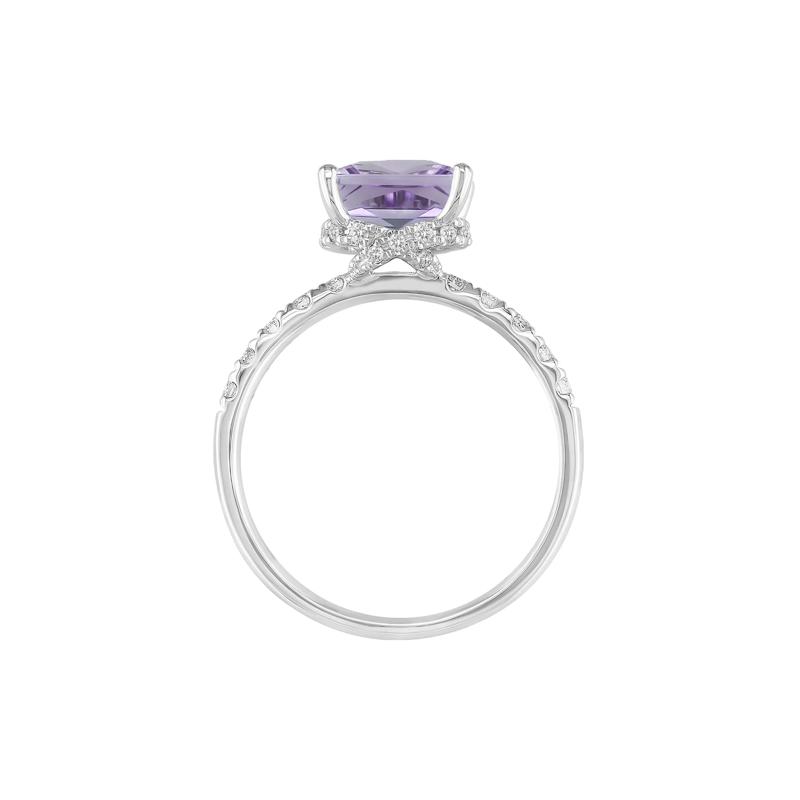 Radiant-Cut Amethyst and Diamond Ring in 14K White Gold &#40;1/3 ct. tw.&#41;  – Image 2 of 3