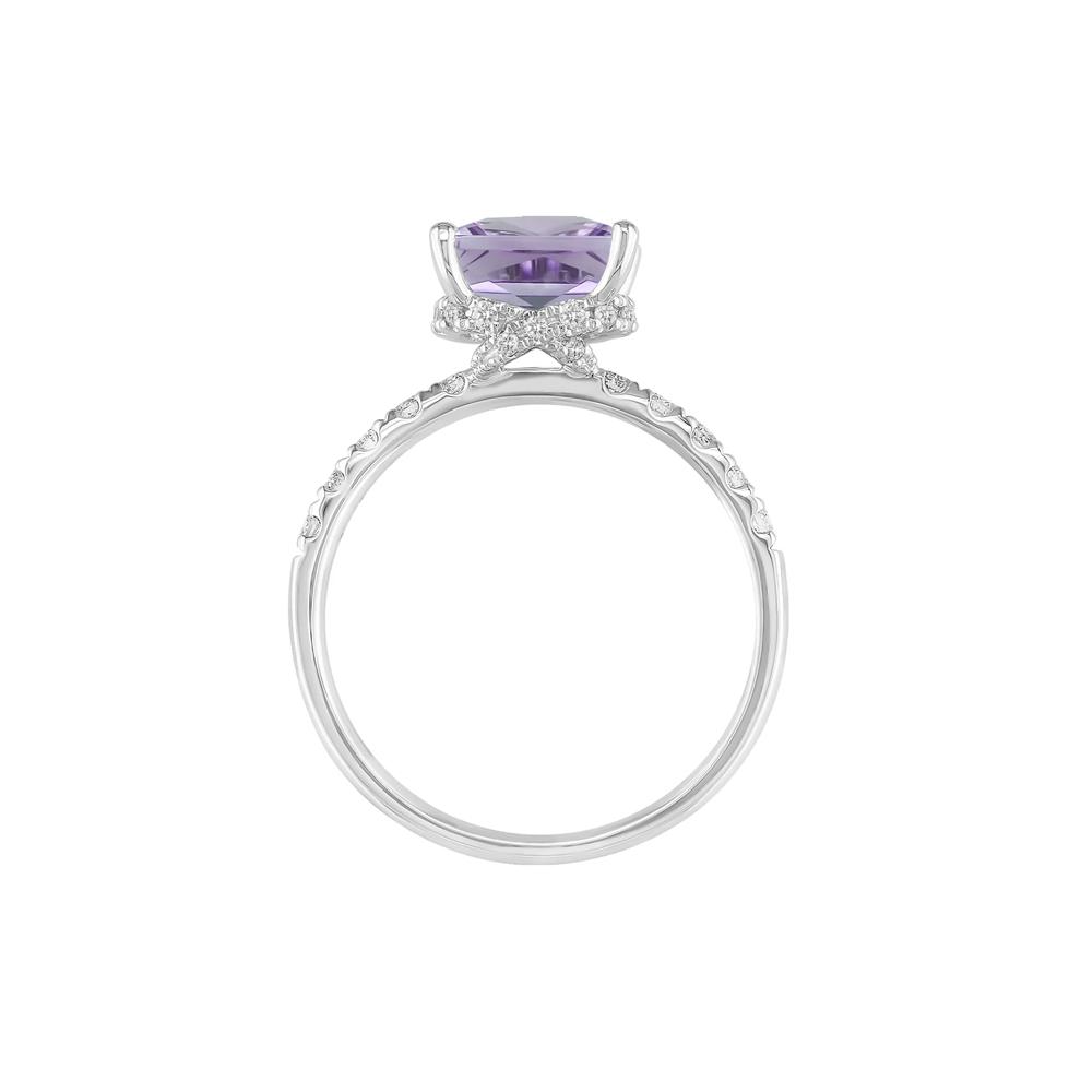 Radiant-Cut Amethyst and Diamond Ring in 14K White Gold (1/3 ct. tw.)  – Image 2 of 3