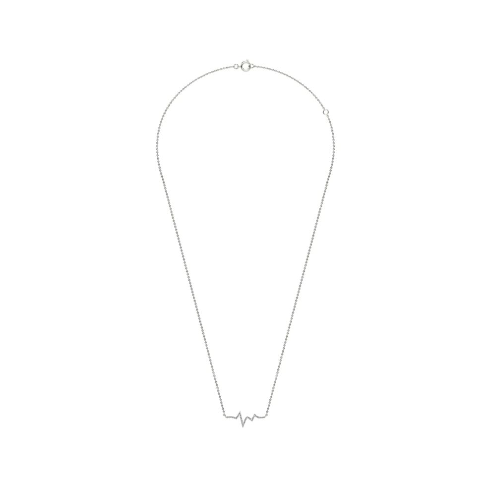 Diamond Heartbeat Pendant Necklace in 10K White Gold (1/10 ct. tw.) – Image 3 of 4