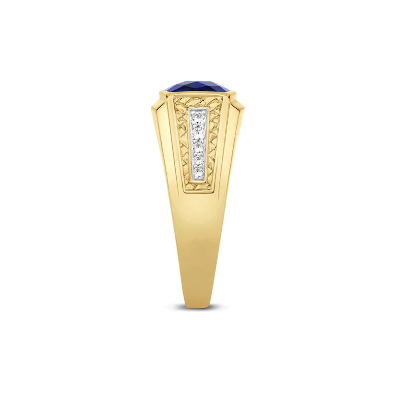 Lab Created Blue Sapphire and Diamond Ring in 10K Yellow Gold &#40;1/7 ct. tw.&#41; – Image 3 of 3