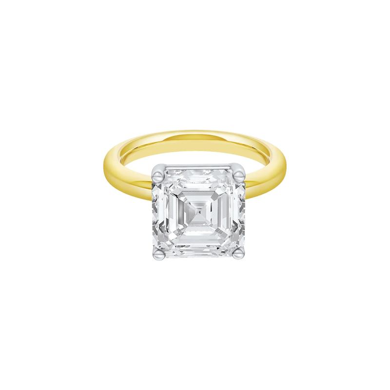Lab Grown Diamond Asscher-Cut Solitaire Engagement Ring in 14K Yellow &amp; White Gold &#40;5 ct.&#41; – Image 1 of 4