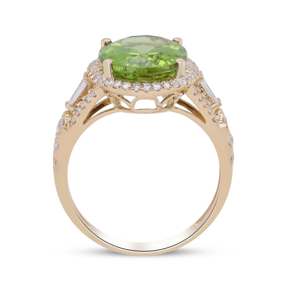Oval Peridot &amp; Diamond Halo Ring in 14K Yellow Gold (1/2 ct. tw.) – Image 2 of 5