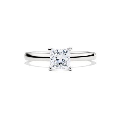 Diamond Princess Cut Solitaire Engagement Ring in 14K White Gold (1 ct.)