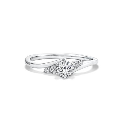 Lab Grown Diamond Round Center Promise Ring in 10K White Gold (1/2 ct. tw.)