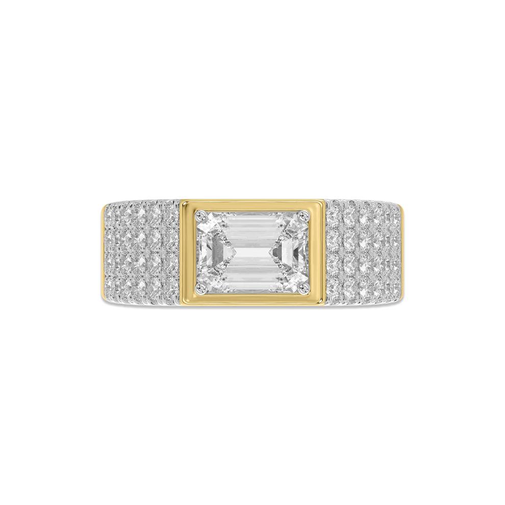 Men's Lab Grown Diamond Emerald Center Ring in 10K Yellow Gold (3 ct. tw.) – Image 1 of 4