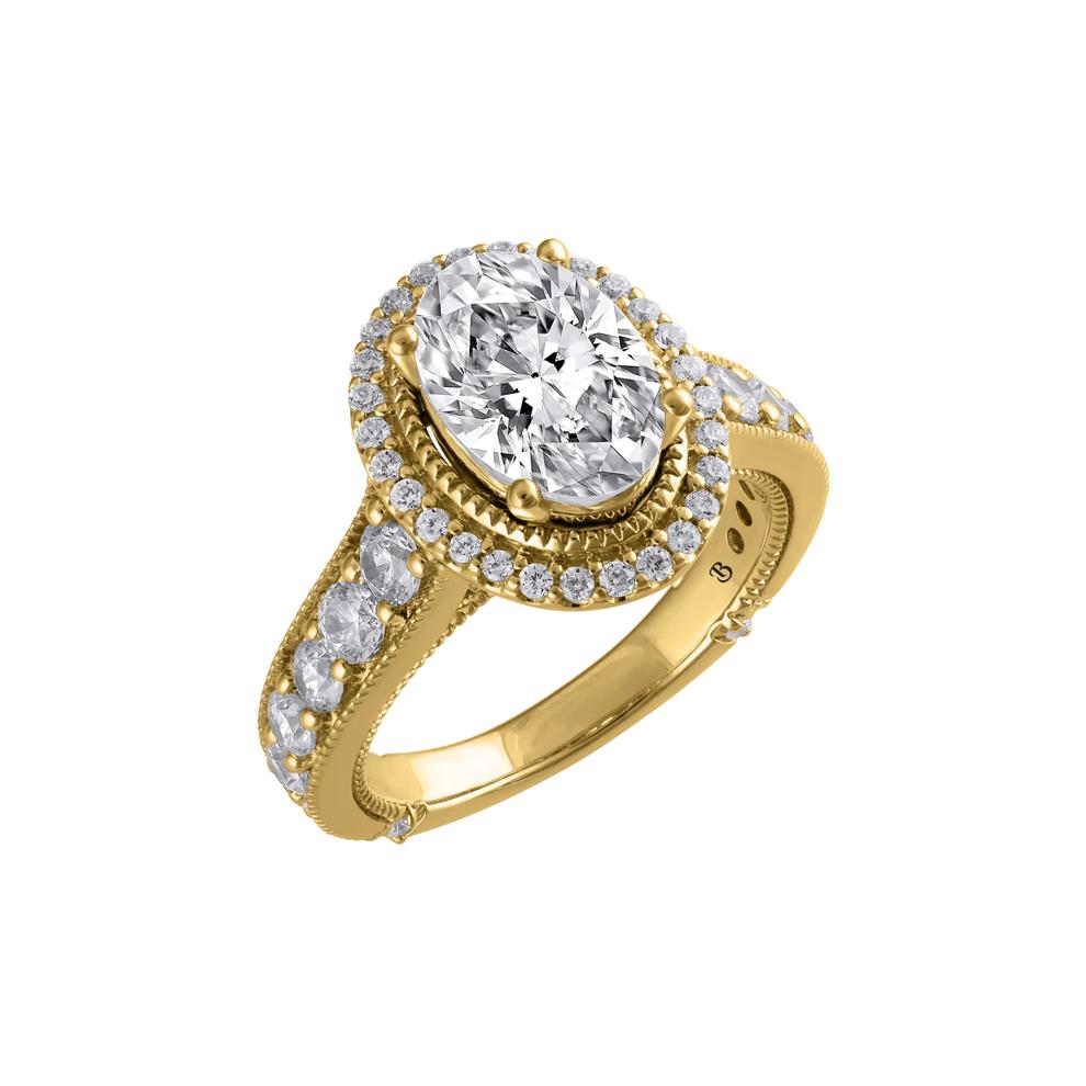 Fran Lab Grown Diamond Oval-Shaped Halo Bridal Set in 14K Yellow Gold (3 1/2 ct. tw.) – Image 6 of 7