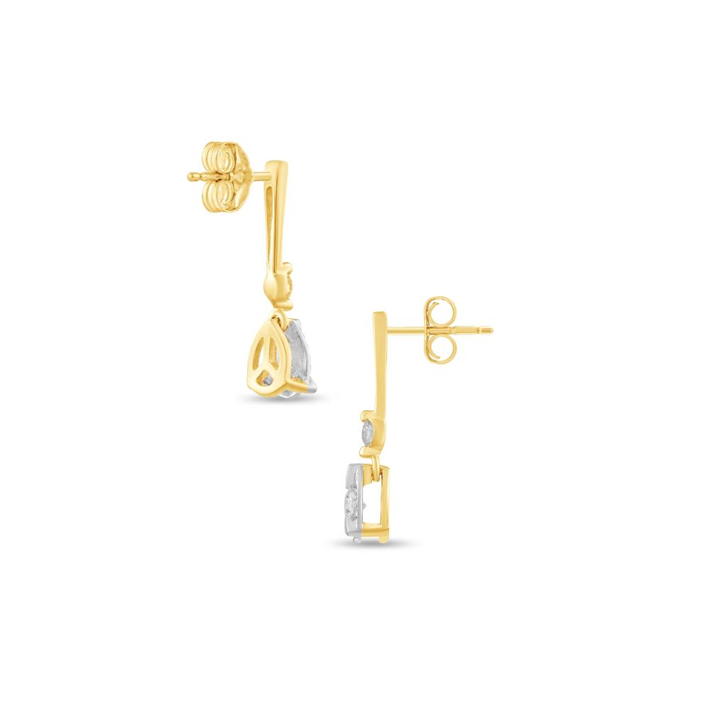 Diamond Pear-Shaped Illusion Drop Earrings in 10K Yellow &amp; White Gold (1/3 ct. tw.) – Image 2 of 2