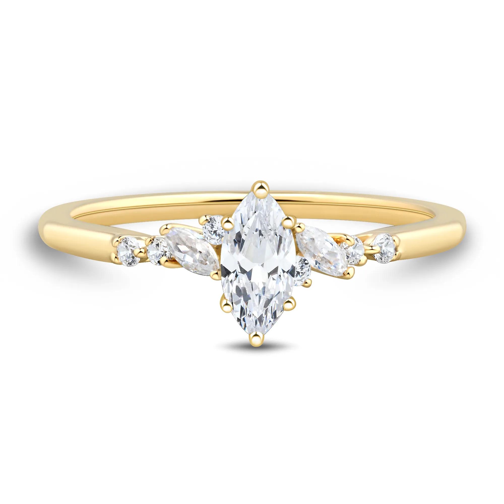 Lab Grown Diamond Marquise Center Promise Ring in 10K Yellow  display picture 3