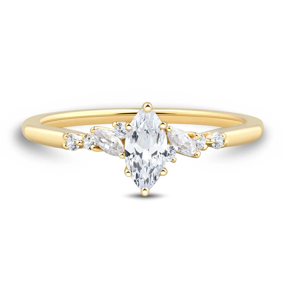 Lab Grown Diamond Marquise Center Promise Ring in 10K Yellow Gold (1/2 ct. tw.) – Image 1 of 3