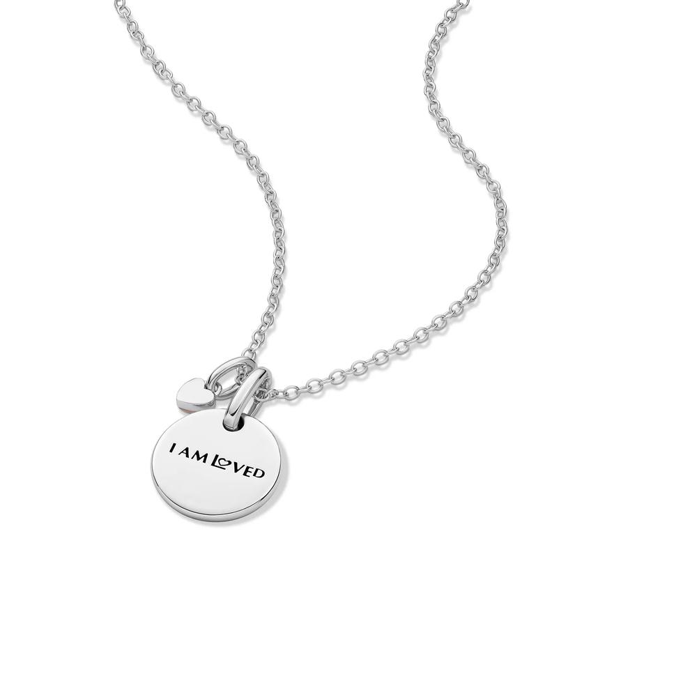 Lab Grown Diamond Accent Mom Disc Pendant in Sterling Silver &amp; 10K Rose Gold – Image 5 of 5