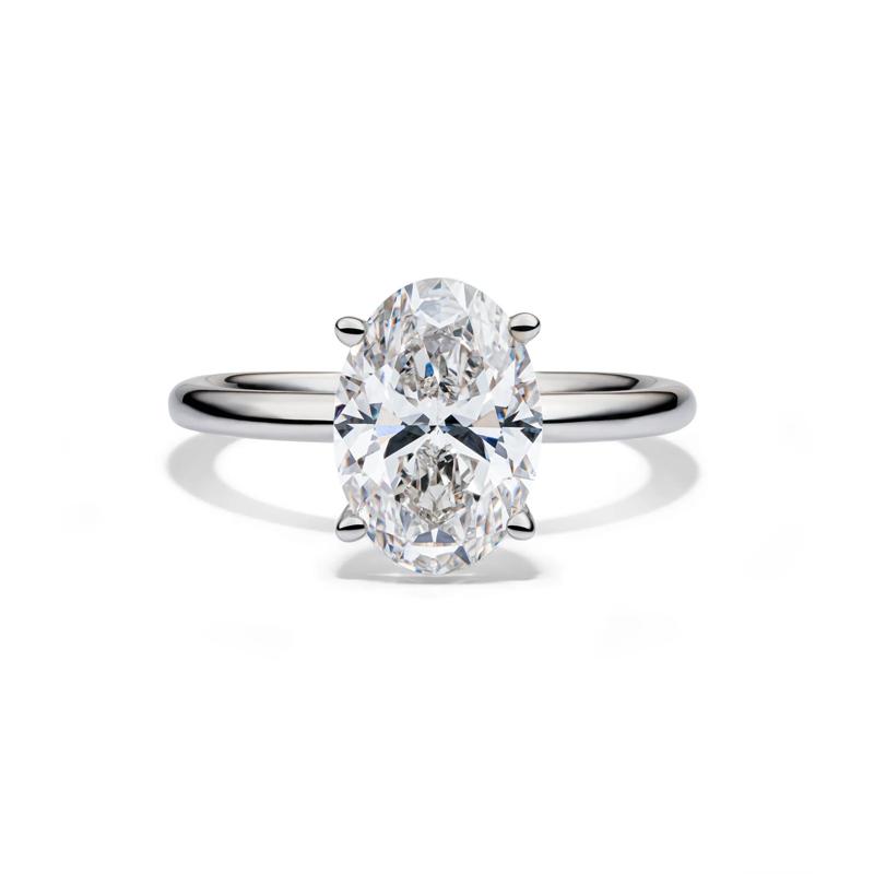 Lab Grown Diamond Oval Solitaire Engagement Ring in Platinum &#40;3 ct.&#41; – Image 1 of 4