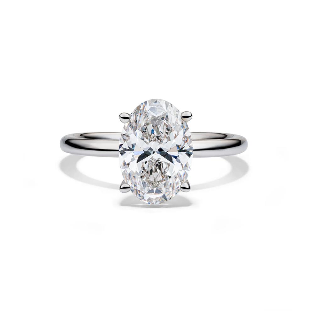 Lab Grown Diamond Oval Solitaire Ring in Platinum (3 ct. tw.) – Image 1 of 4