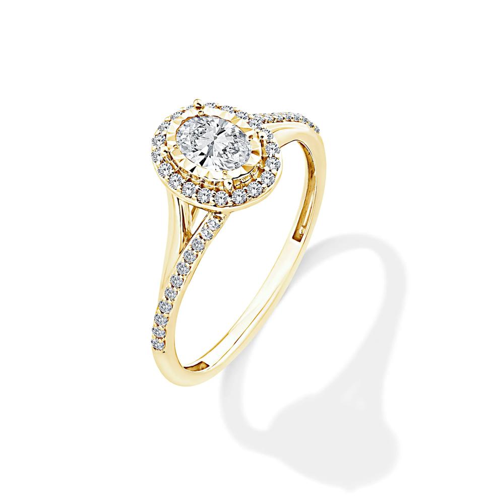 Lab Grown Diamond Oval Illusion Split-Shank Promise Ring in 10K Yellow Gold (1/2 ct. tw.) – Image 4 of 4