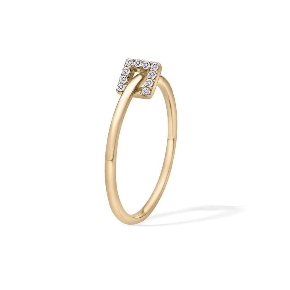 Diamond Accent Square-Shaped Charm Ring in 10K Yellow Gold – Image 3 of 4