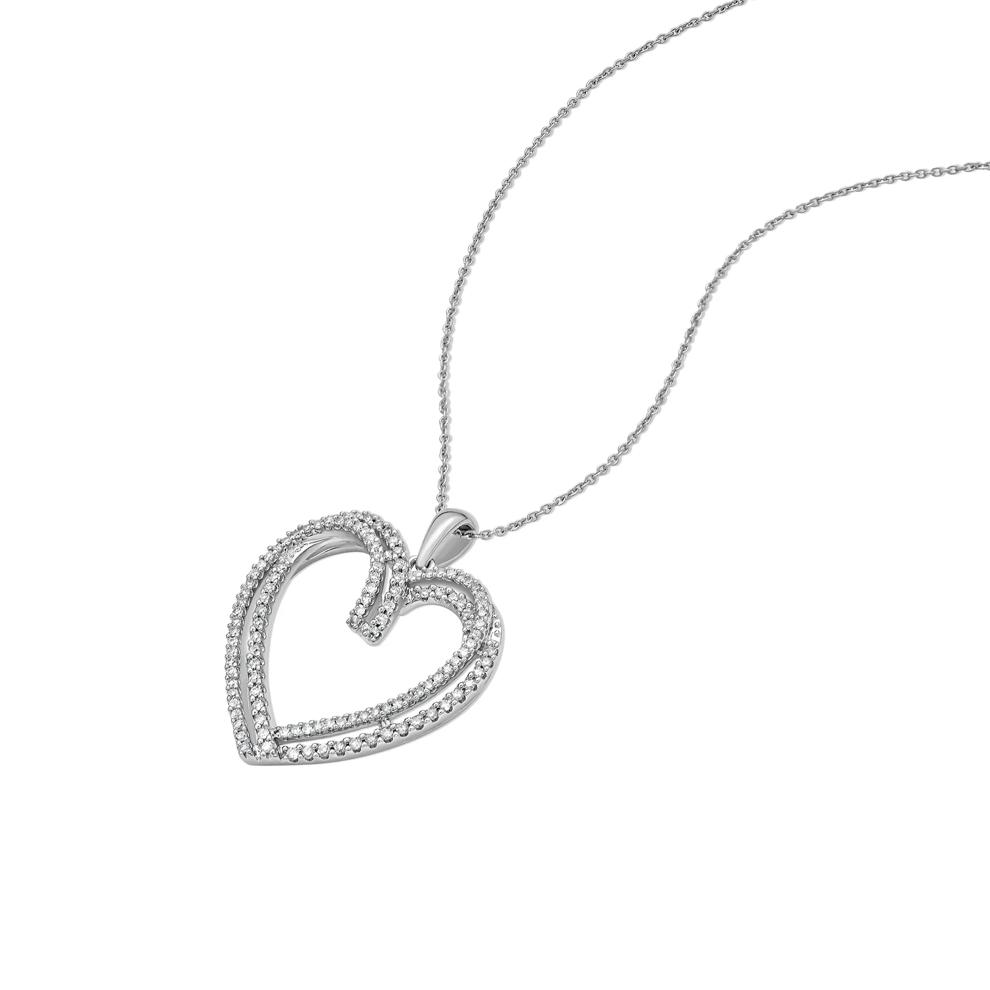 Diamond Open Heart Pendant in Sterling Silver (1/2 ct. tw.) – Image 4 of 4
